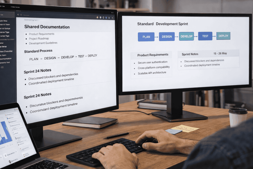 Documentation system supporting a remote development team