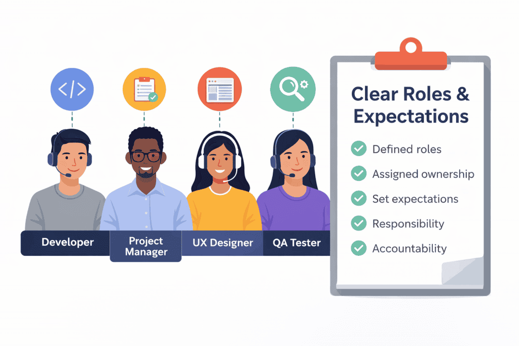 team planning board showing clearly assigned responsibilities