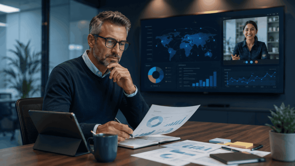 business leader reviewing outsourcing mistakes and software development project planning
